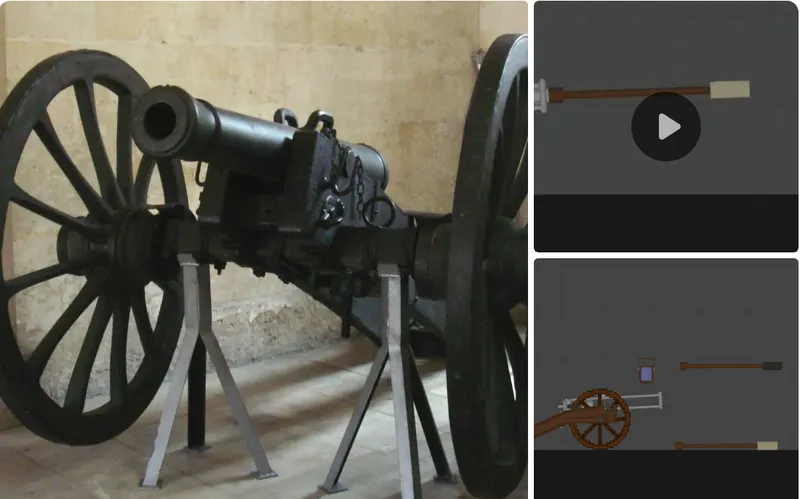 Napoleonic Cannon, Comes With 2 Variations Of Cannon Swab, And A Water Bucket, Along with the round shot