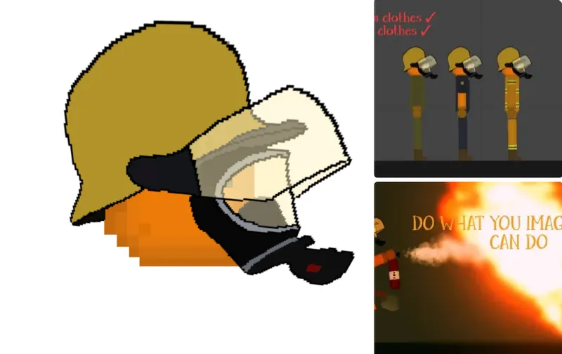 firefighter helmet and gasmask