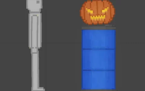 pumpkin and blue barrel
